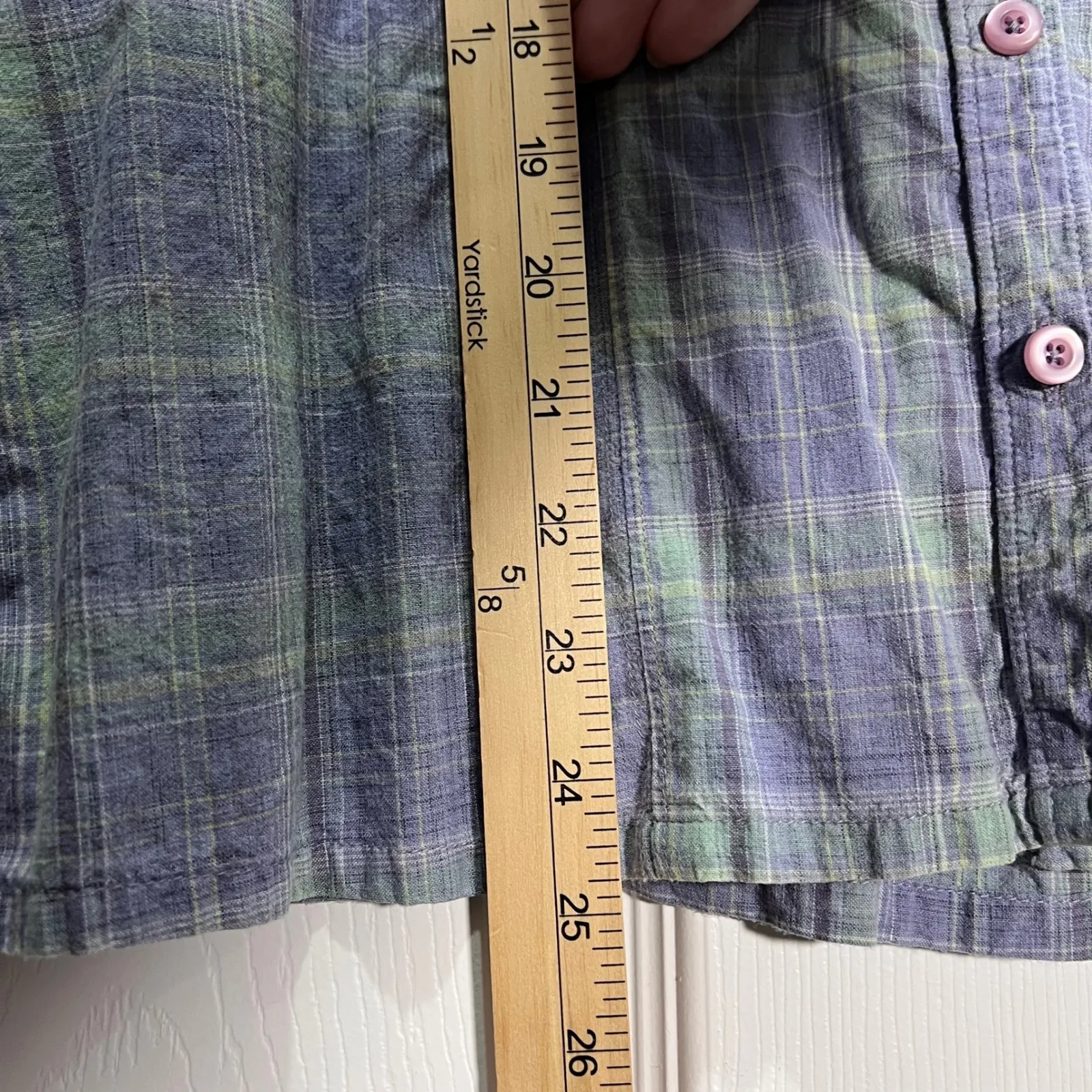 Woolrich Womens Button Up Sleeveless Plaid Shirt Top Casual Blue Green Large - Image 7