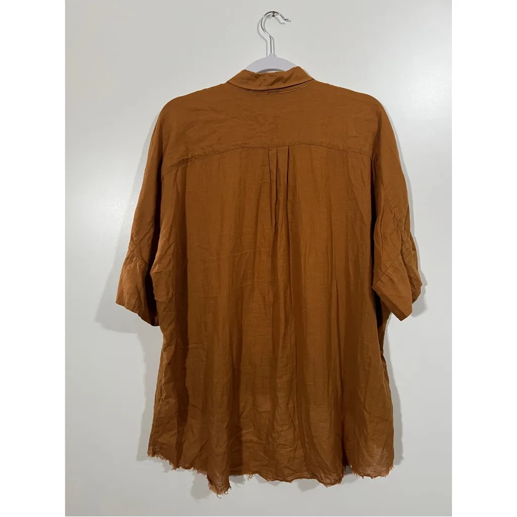 Free People Best of Me Button Down Shirt in Bronze Oversized Size XS - Image 3