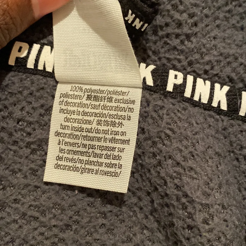 Pink VS Grey Faux Sherpa Hoodie Fleece SIZE L - Image 4