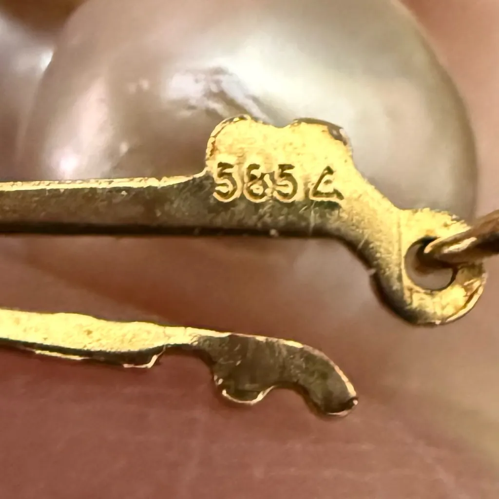 14K 585 Gold Clasp 9mm Ivory Cream Freshwater Cultured Pearl 17” Necklace 48.6g. - Image 10