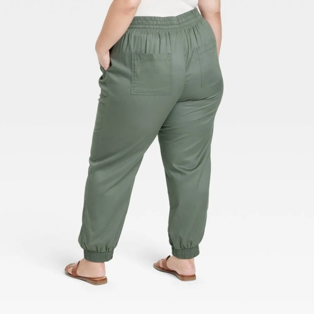 A New Day Women's High-Rise Modern Ankle Jogger Pants Olive Green Size XXL - Image 3
