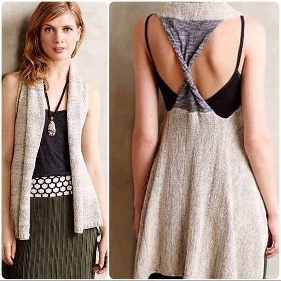 Anthropologie Sparrow twist back draped cardigan sweater vest XS/S - Image 2