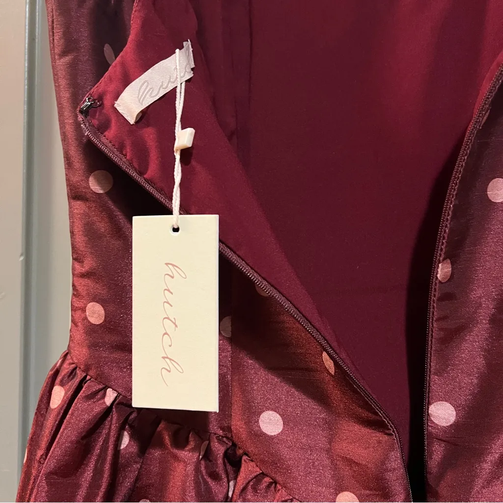Hutch Burgundy Red Polka Dot Mini Dress NWT - Image 14