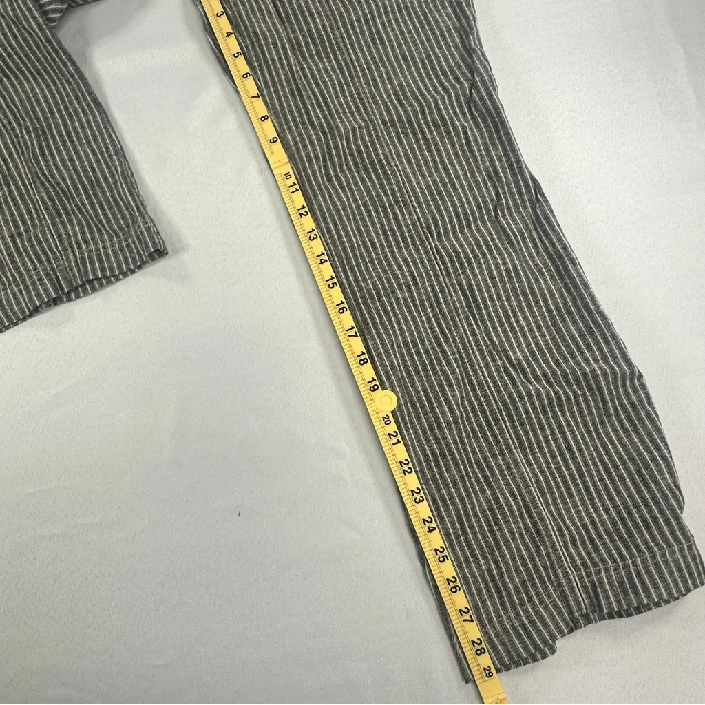 Sundance Linen Blend Pants Womens 2 Beige Black Striped Wide Leg Trousers - Image 10