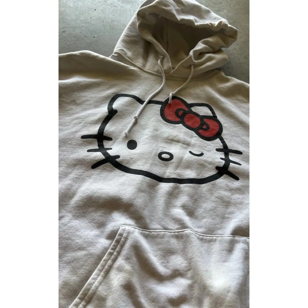 Hello Kitty Women’s Sz Large Sweater Hoodie Sanrio White Wink Hello Kitty - Image 11