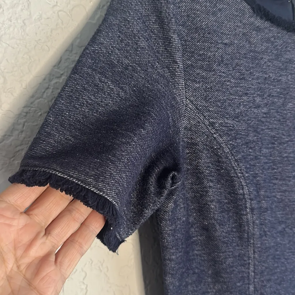 Banana Republic Blue Chambray Denim Dress Short Sleeve Fringe A Line Preppy - Image 5