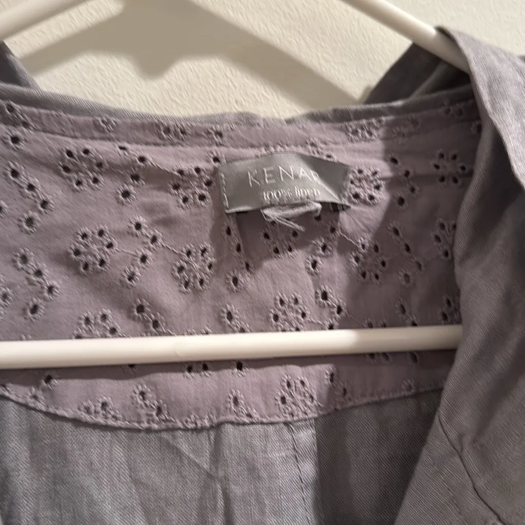 Kenar 100% Linen Jacket Women Sz L Grey Lightweight Casual Coastal lagenlook - Image 4