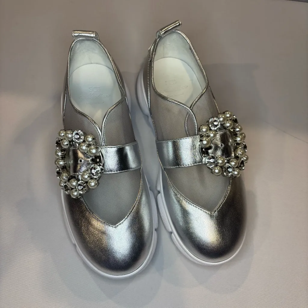 VIBRAM SUECOMMA BONNIE SCB Collab Metallic w/ Gems & Crystals Tennis Shoes Sz 35 - Image 3