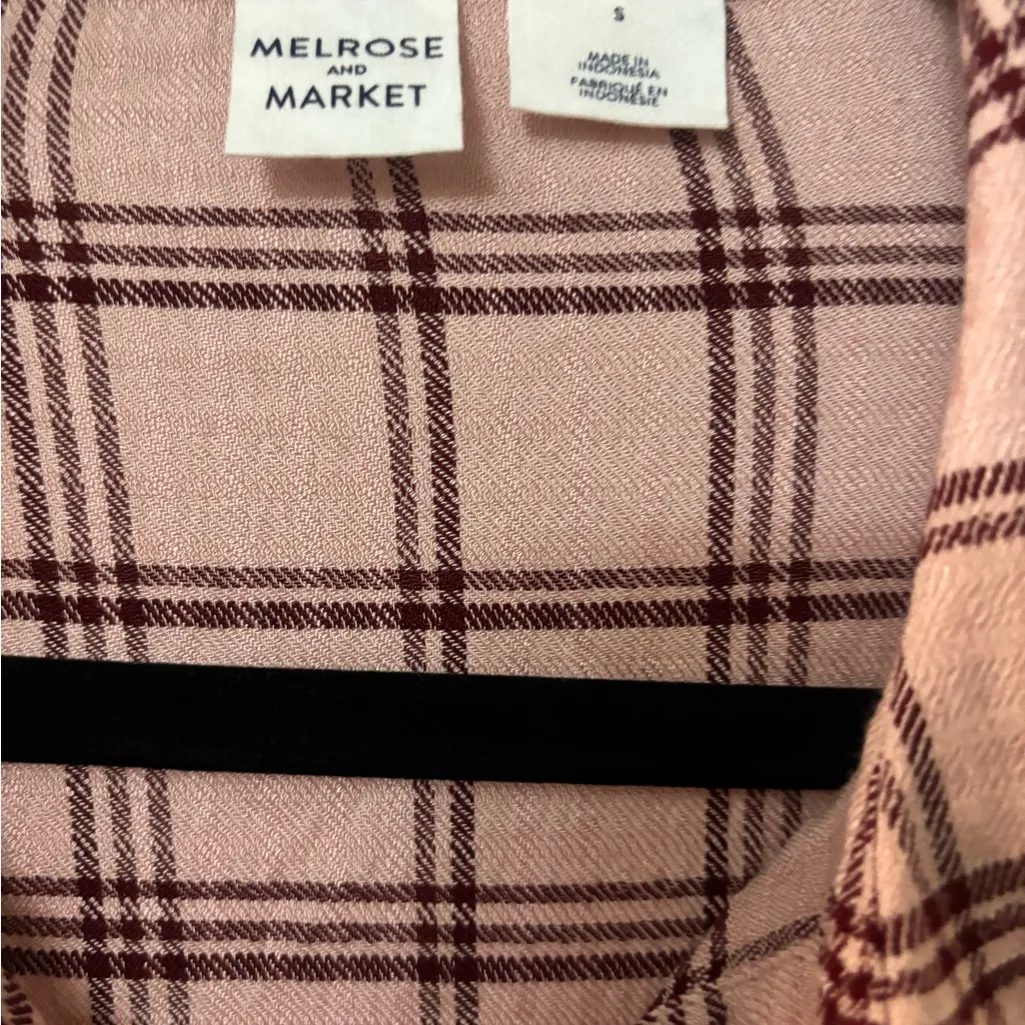 Melrose and Market Blush and Burgundy Plaid Shirt - Image 4