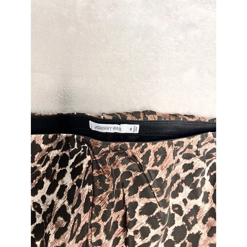 Johnny Was 100% Silk Skirt Size XS Boho Chic Quiet Luxury Cheetah Leopard - Image 2