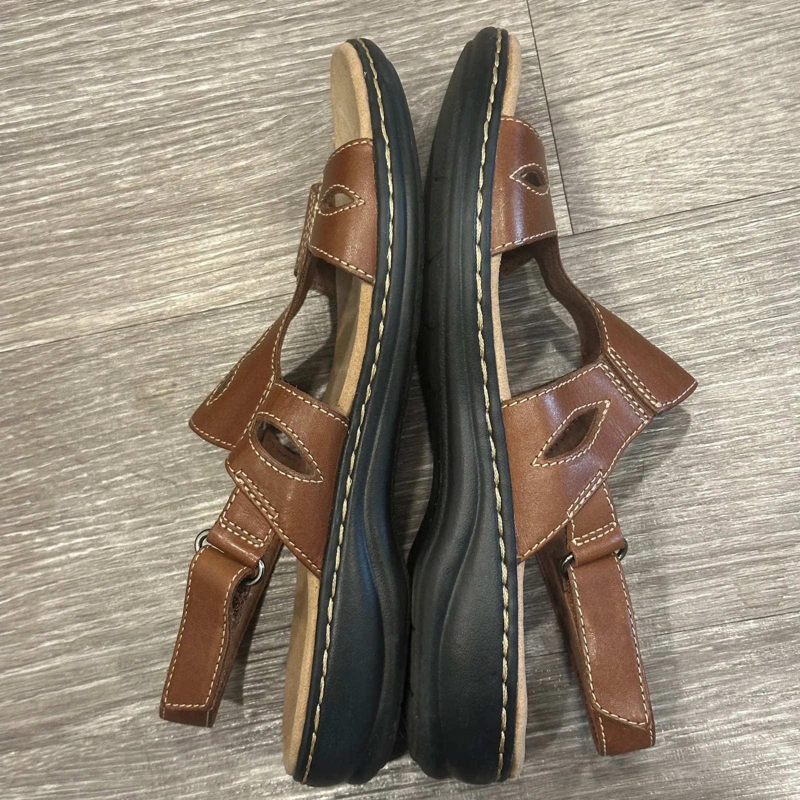 Clarks Leisa Lakelyn Tan Leather Sandals 7.5 Slingback Comfort Fairy Boho Earthy - Image 6