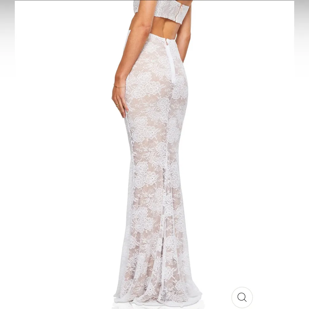 NWT Nookie Heaven Lace Crop Top and Maxi Skirt Set‎ White Sz Medium $$439 - Image 4