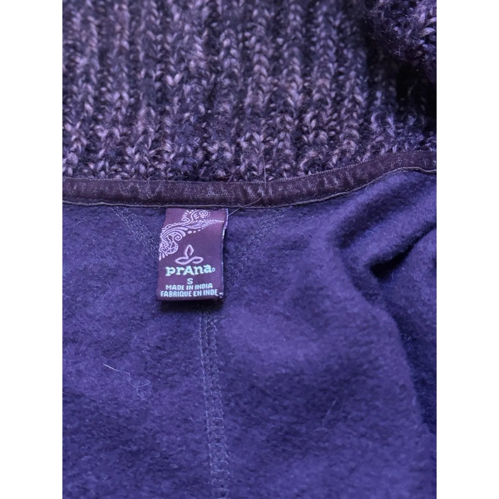 PrAna Women's Demure Open Long Sleeve Cardigan Wool Blend Eggplant Purple Size S - Image 6