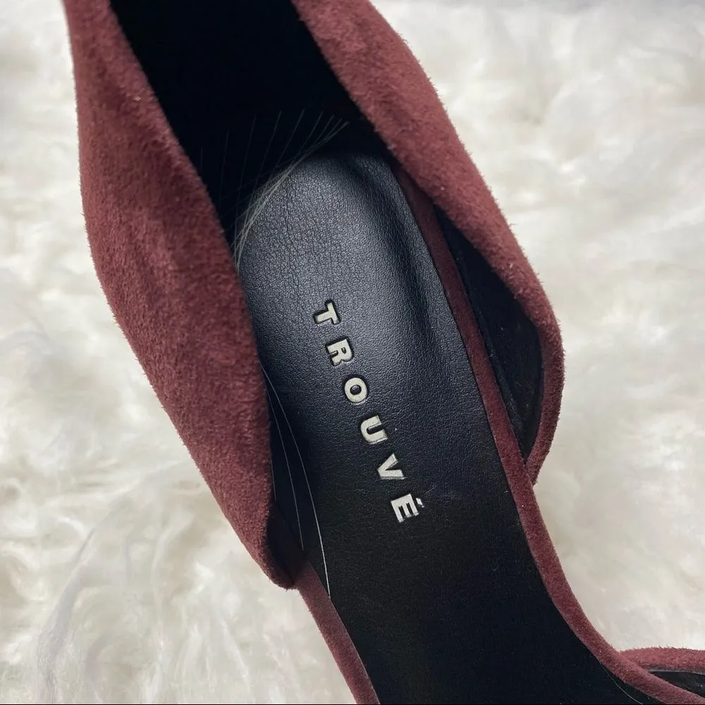 Trouve Devina Genuine Calf Hair d'Orsay Pointy Toe Pumps Burgundy Size 7 Heels Red - Image 4