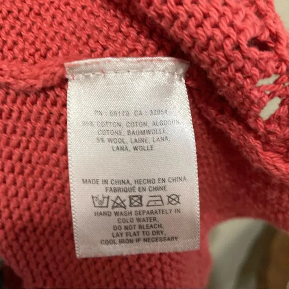 ANTHROPOLOGIE Angel of The North Womens Salmon Long Open Front Cardigan Size XS - Image 5