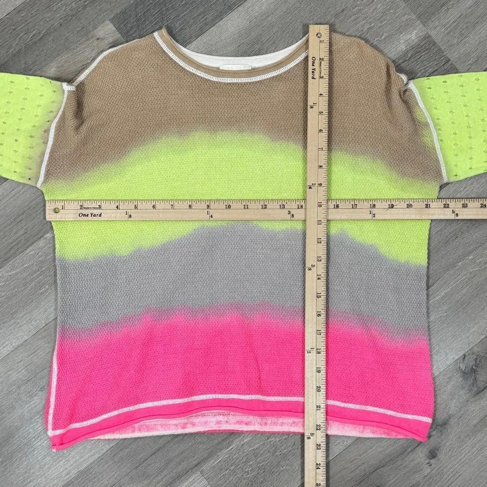 Lisa Todd Ombre Gradient Perforated Sleeve Crop Sweater Medium Neon Pink - Image 12