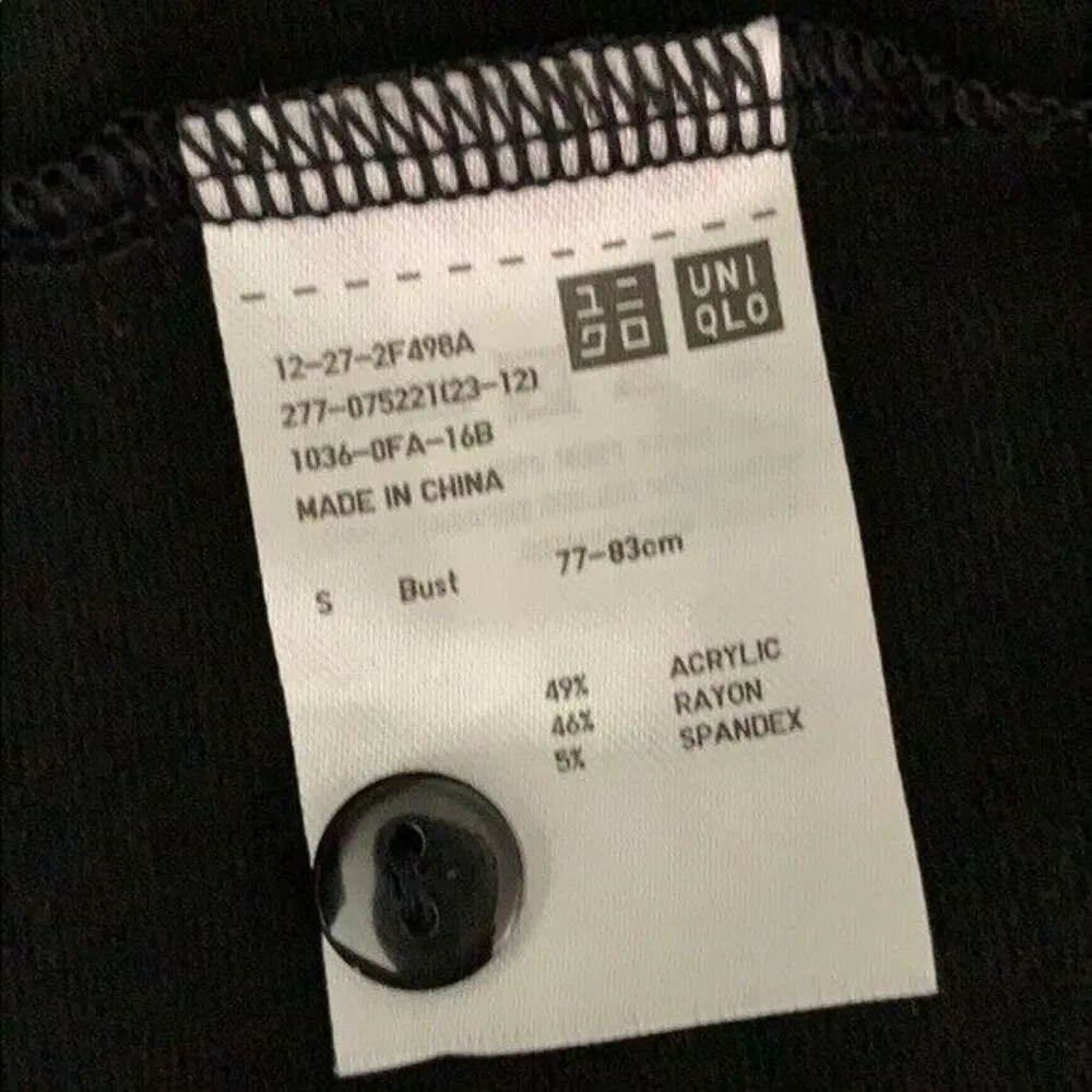 Uniqlo Dolman Sleeve T Shirt Dress S Black Buttons Stretch Belt Loops Round Neck - Image 6