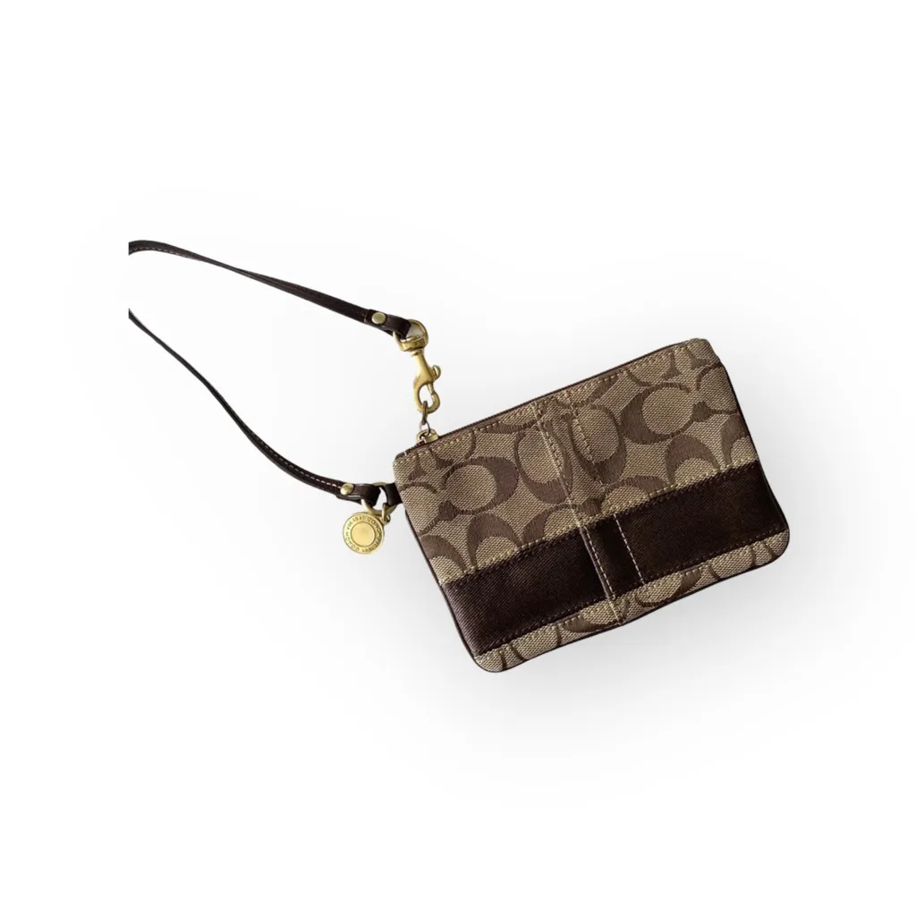 Coach ❃ Signature Monogram Jacquard Wristlet Clutch Bag ❃ Leather Trim ❃ Khaki ❃ - Image 5