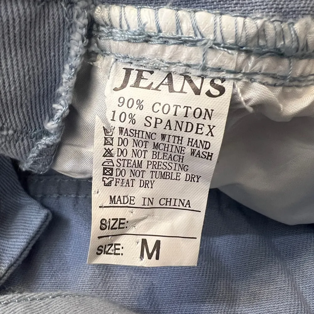 Women Adjustable Casual Jean Bib Overall Dungarees, Floral|Hippie, BOHO|Size:M Blue Size M - Image 11