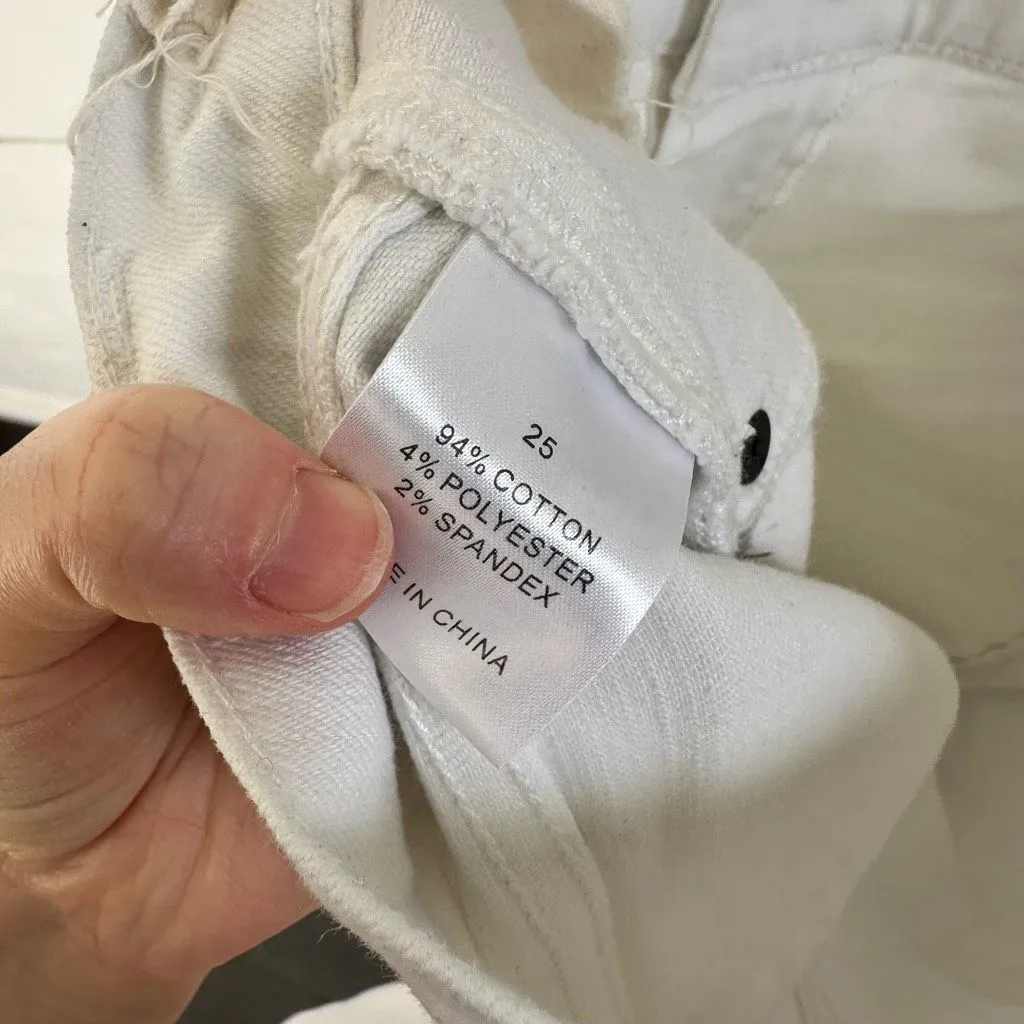 Johnny Was Women’s 25 White Boho Cropped Baby Boot Jeans Raw Hem Kendra - Image 5