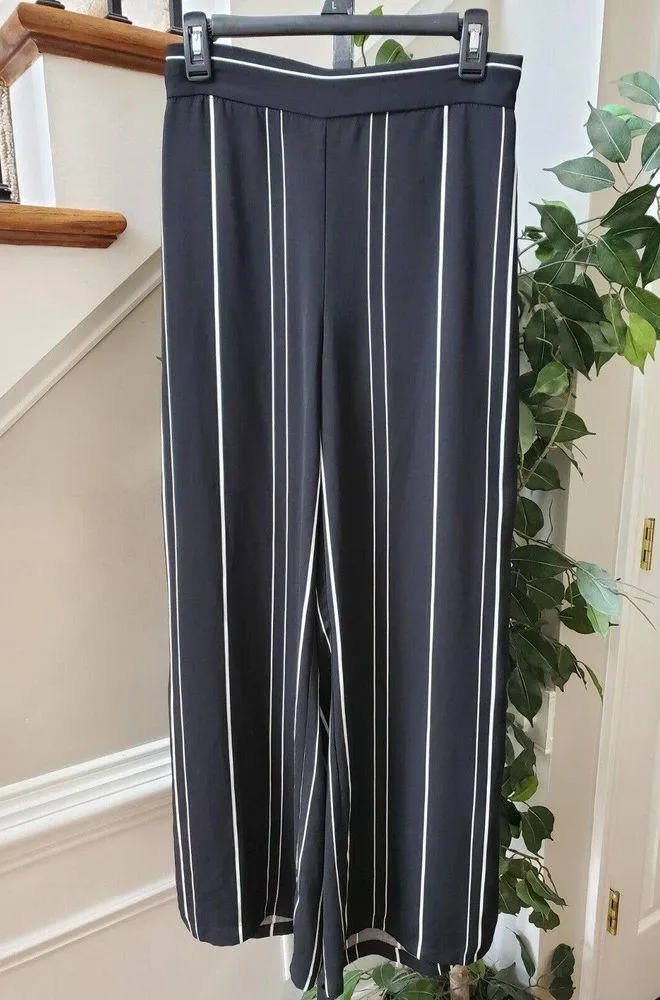 Coco Bianco Womens Black White Striped 100% Polyester Back Zipper Pants Small - Image 2