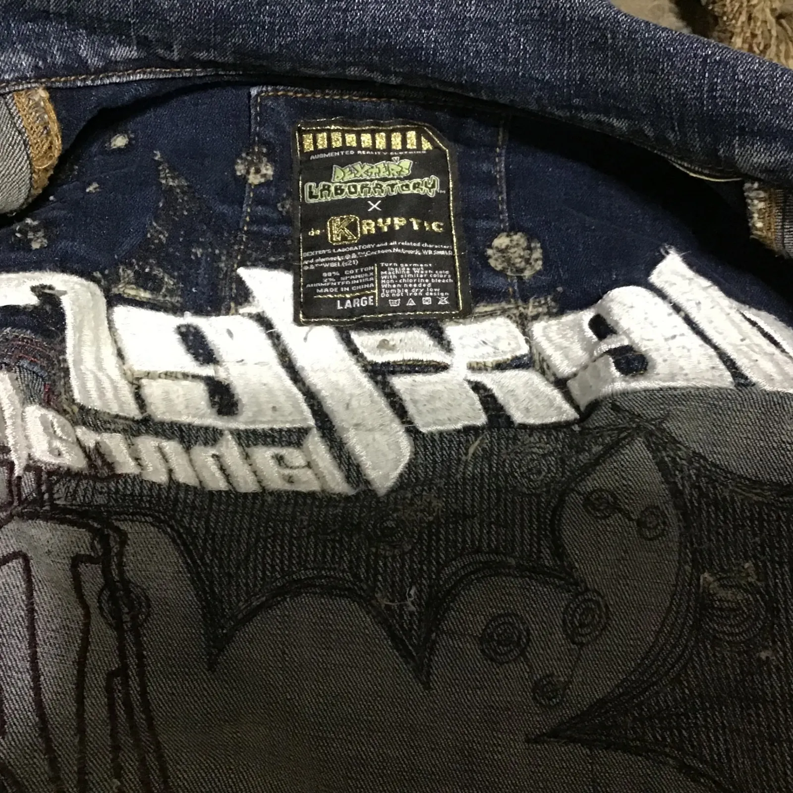Dexter's Laboratory x deKryptic Cartoon Network Sequin Distressed Denim Jacket L Size L - Image 6