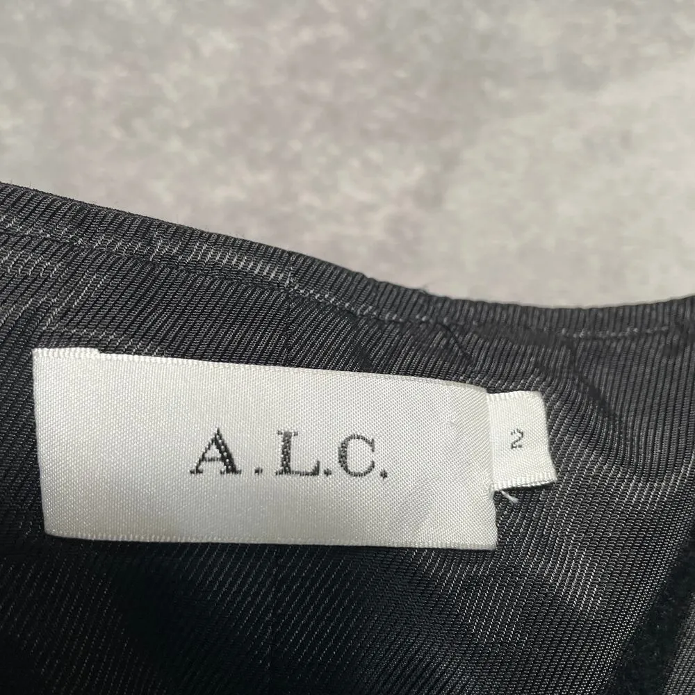 ALC Roya Dress 2 Black Twist Front Strapless Midi Classic Cocktail Party Formal - Image 3