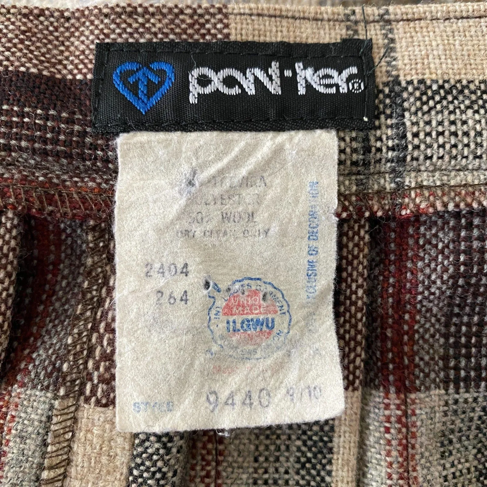 Vintage Panther Wool Plaid Pleated Midi Skirt High Waist Clueless Preppy Sz 9/10 Brown - Image 3