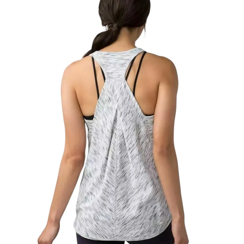 Lululemon Essential Pleated Racerback Tank Tiger Space Dye Black White Grey 6 - Image 4