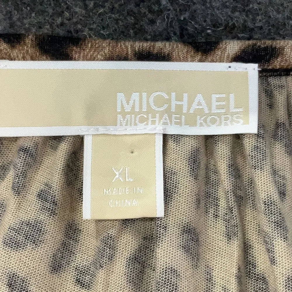 MICHAEL Michael Kors Pullover Leopard Print Peasant Top Blouse Size XL - Image 8