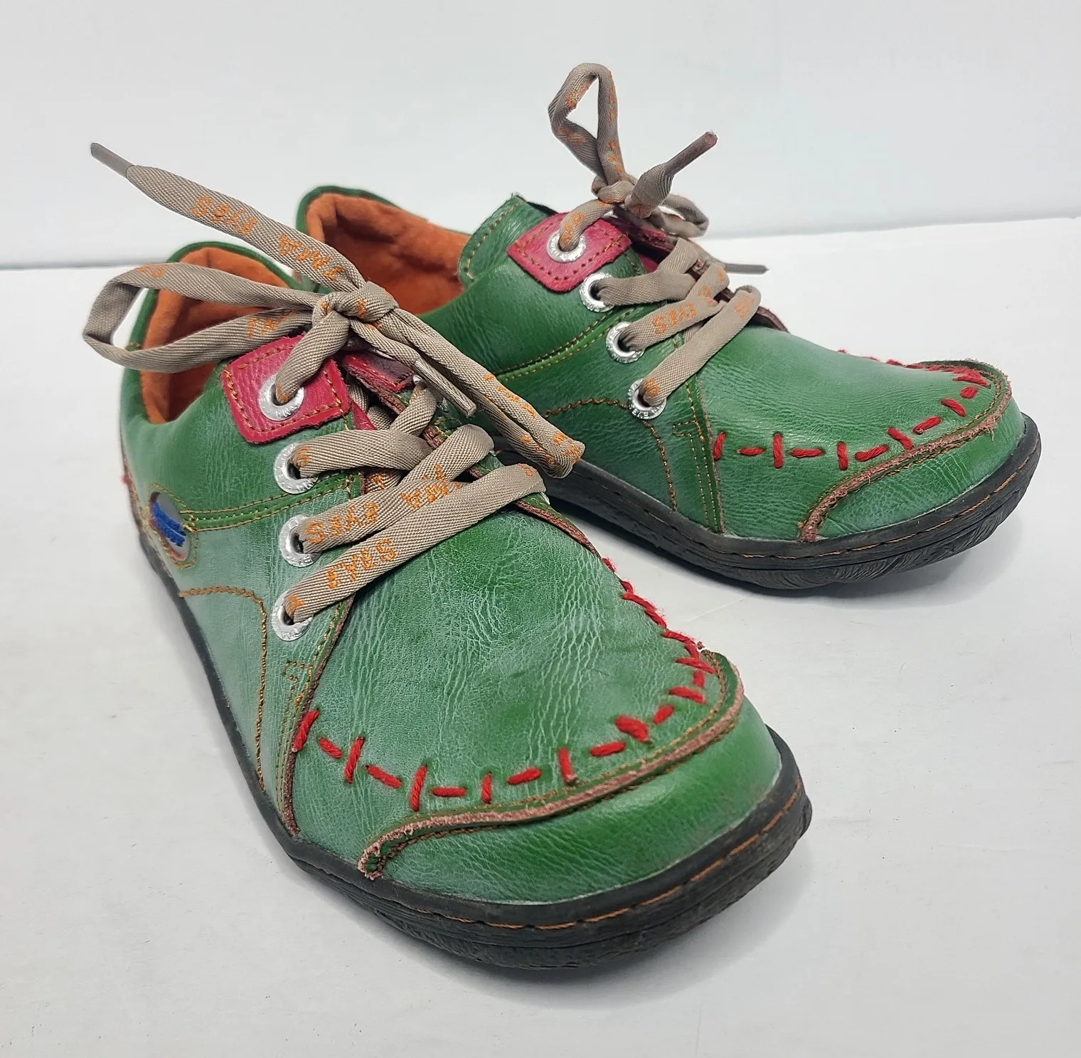 TMA Eyes Original TMA Time Women's Green Stitched Leather Walking Shoes Size 8 - Image 1
