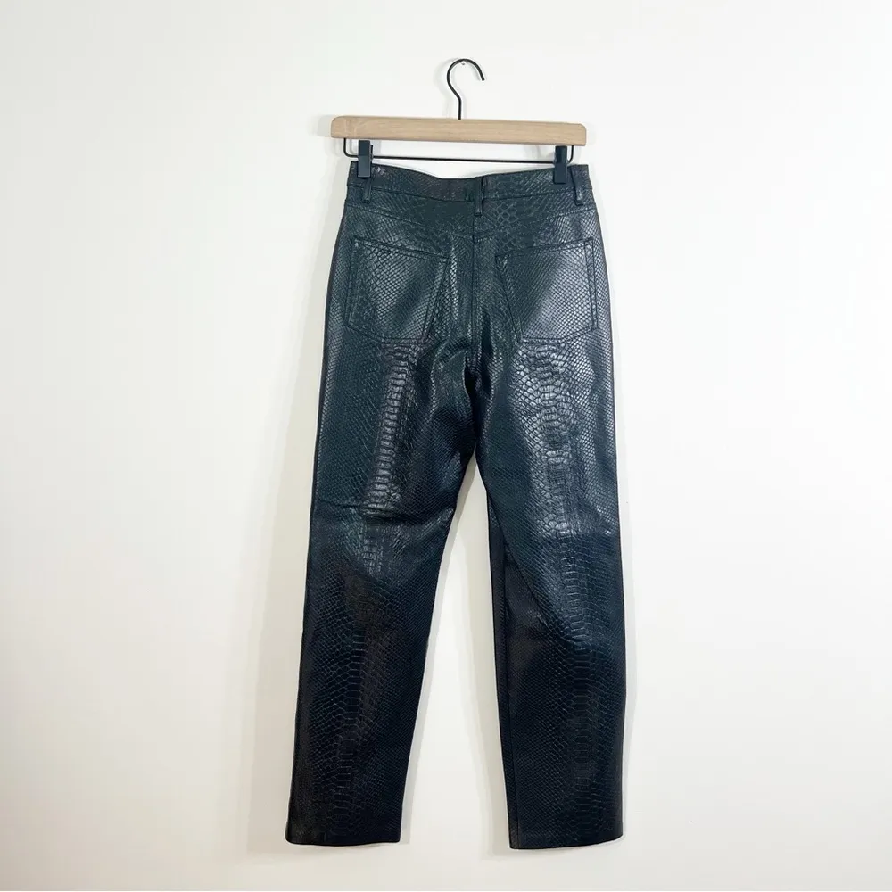 NWT Aritzia Wilfred Melina Black Python Snakeskin Faux Leather Straight Leg Pant - Image 4