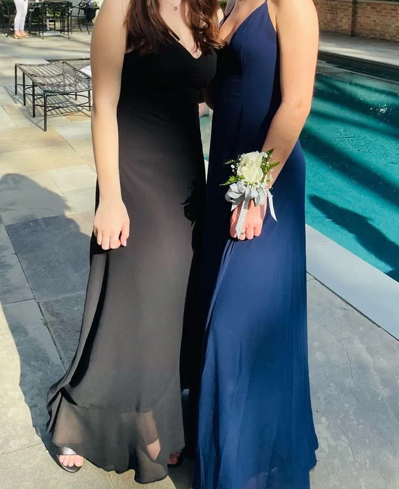 and Partner Blue Plunging V-Neck Long Gown - Image 6