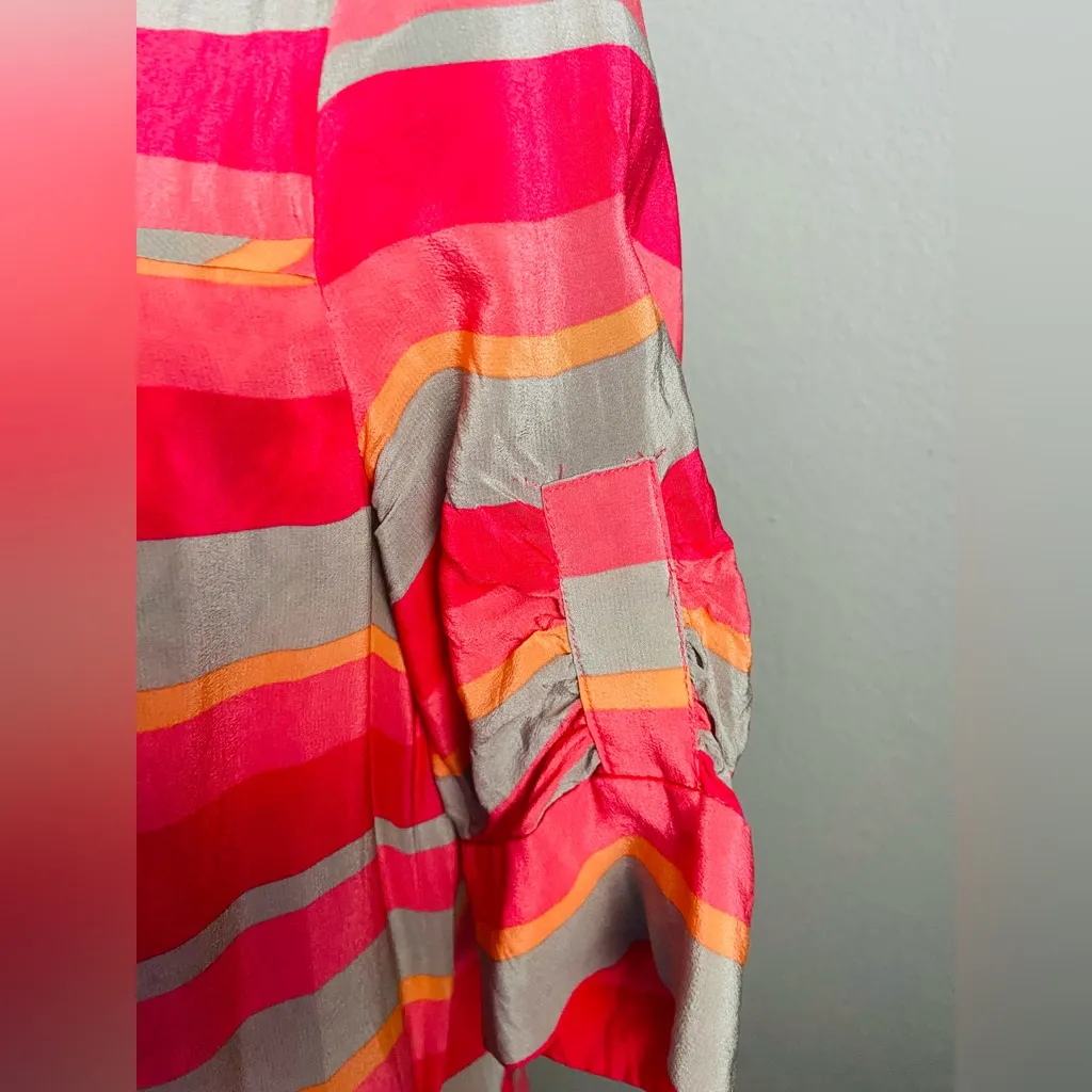 TEGAN 100% silk multicolour shirt dress Pink Size 0 - Image 7