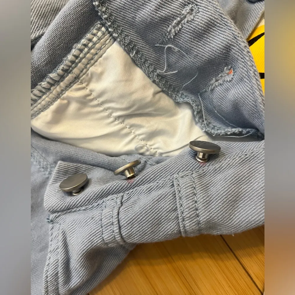 Women Adjustable Casual Jean Bib Overall Dungarees, Floral|Hippie, BOHO|Size:M Blue Size M - Image 5