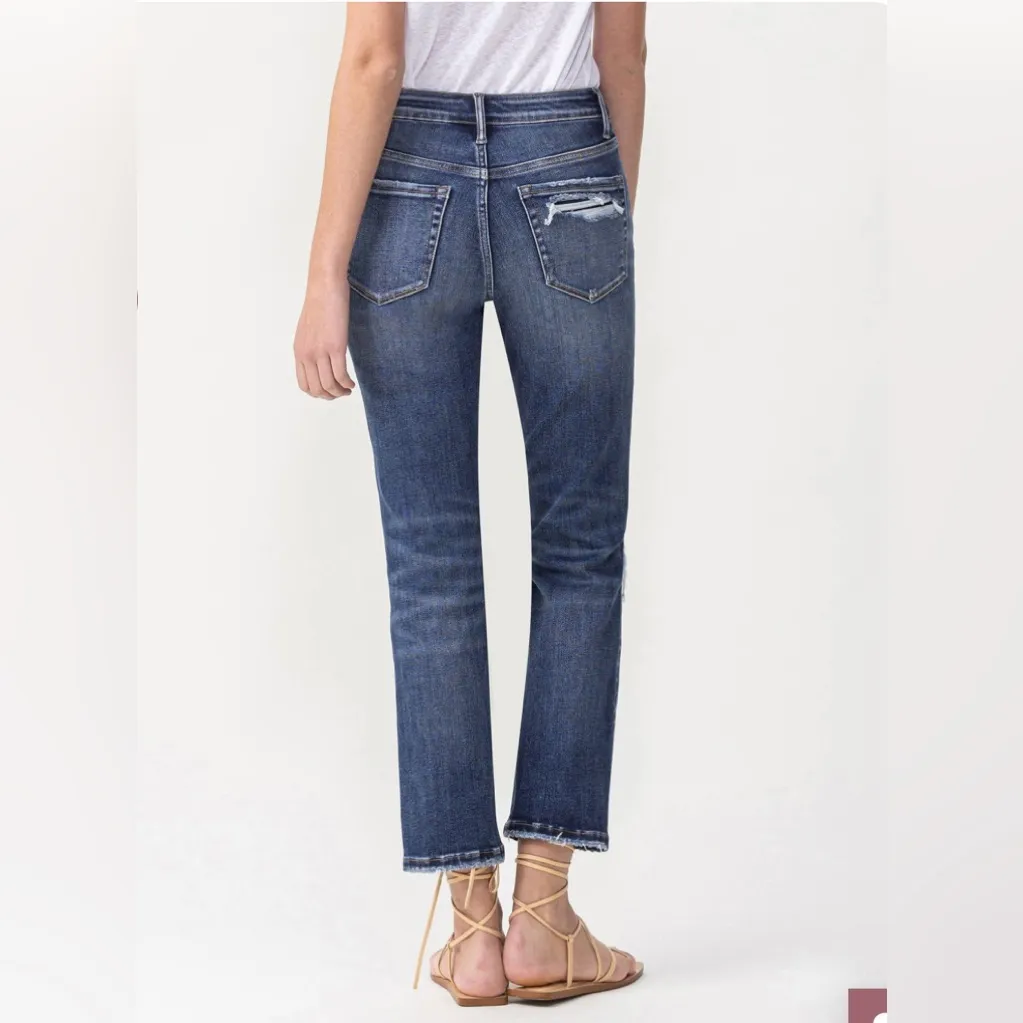 Lovervet Vintage High Rise Stretch Crop Distressed Straight Jean, Sz 27/5 Blue - Image 2