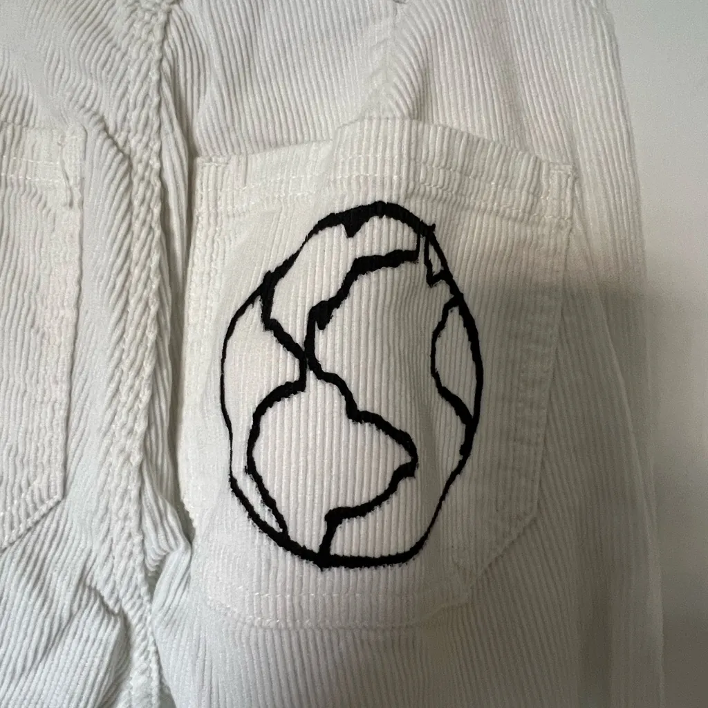 PacSun Carpenter Corduroy Pants XS Graphic Painted  Art - Image 7