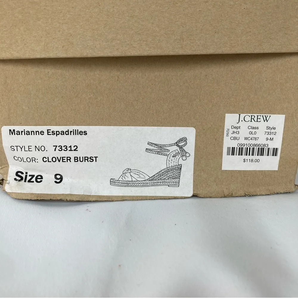 Almost New J. Crew Marianne Espadrilles Wedge Sandals in Clover Burst Color Sz 9 - Image 8