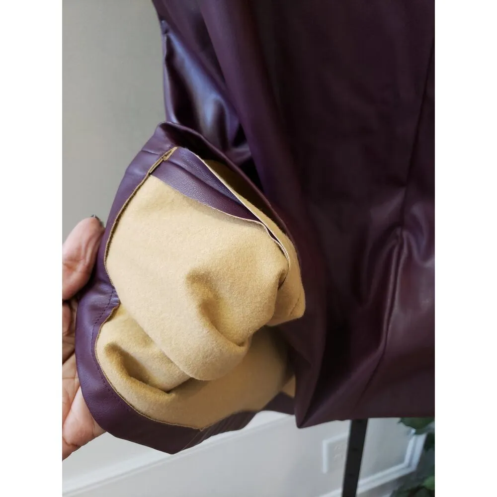 Liz Claiborne A-Line Skirt Womens 6 Purple Faux Leather Button Detail Back Zip - Image 9