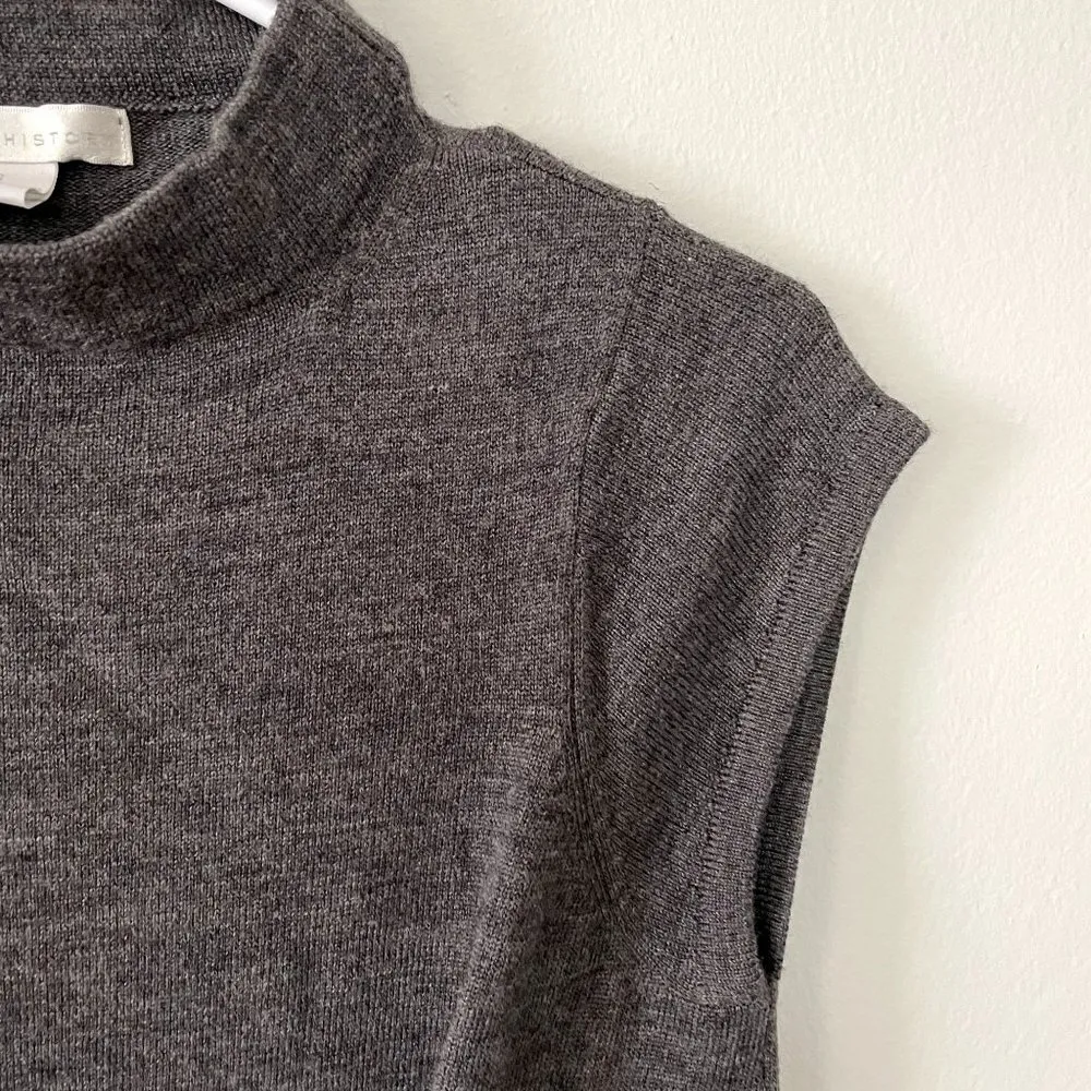 Design History gray short sleeved turtleneck sweater dress merino wool comfort - Image 2