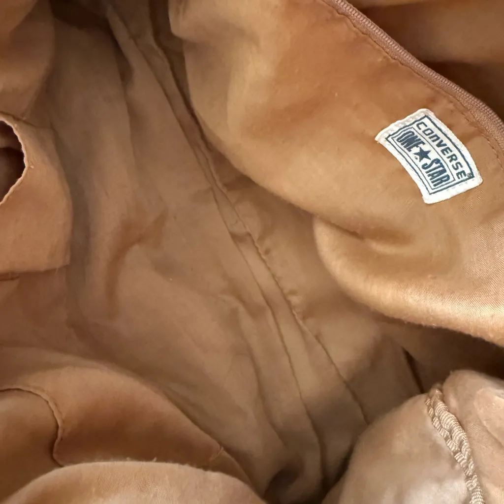 VTG 90's Converse One Star Distressed Beige Leather Tote Hobo Shoulder Bag RARE‎ - Image 2