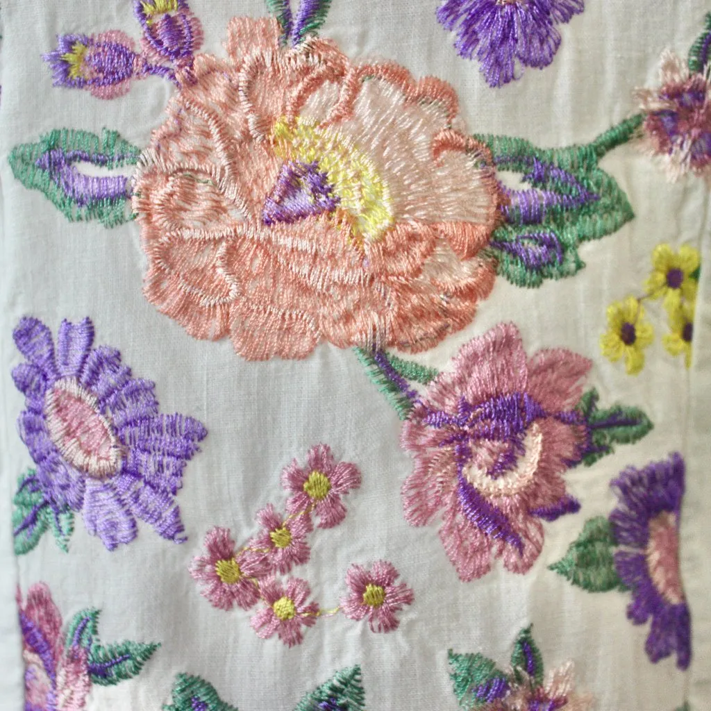 Versona / TIANA B Pink Floral Embroidered Linen Top and Midi Skirt Extra Small - Image 6