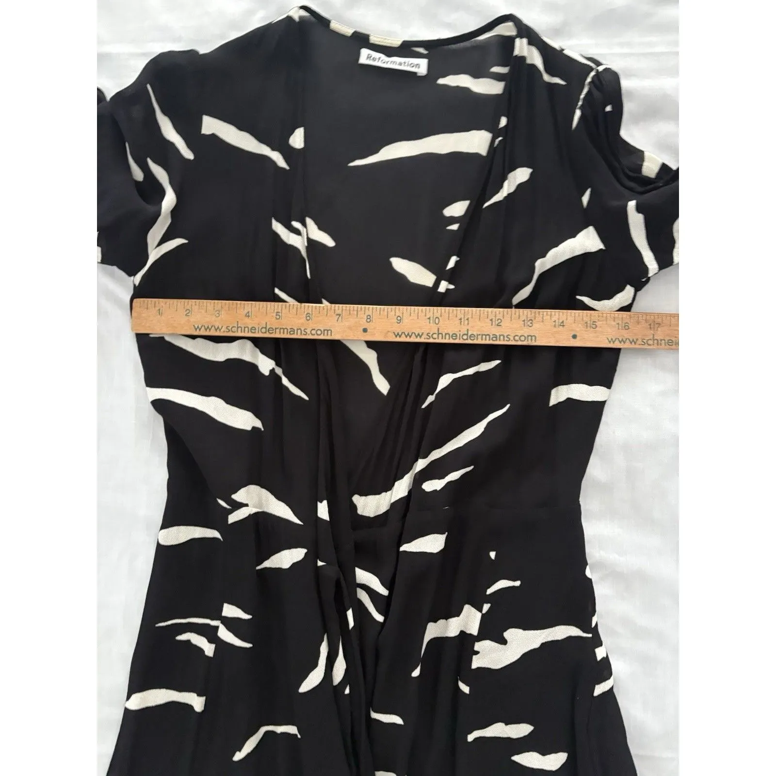 Reformation Sammy Wrap Dress Size M Black White Mustang Mini Cocktail Party - Image 14