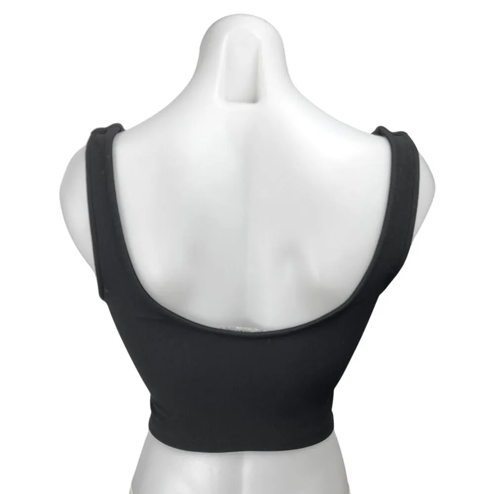 Zara Black Ribbed Knit Sleeveless Sweetheart Neck Pullover Crop Tank Top Size S - Image 2