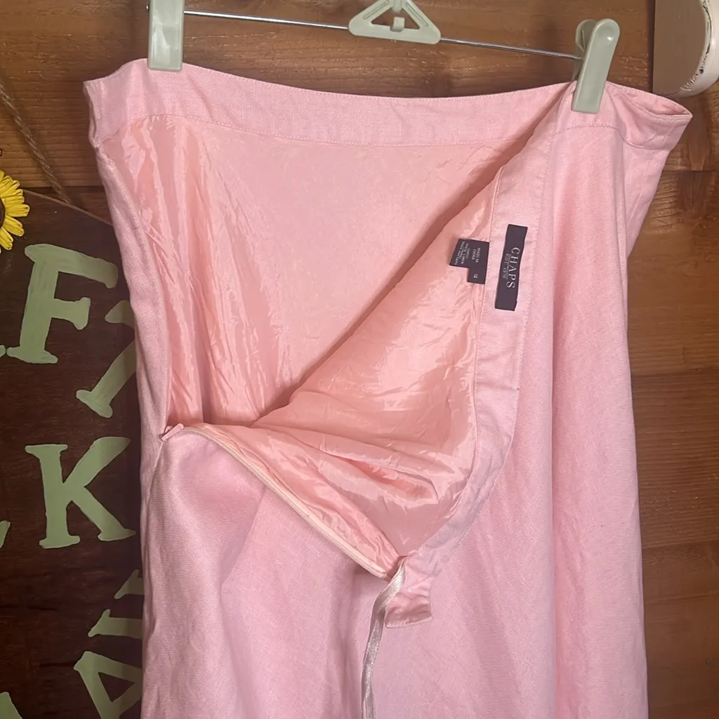 Chaps Ralph Lauren Linen Maxi Skirt Lined Rose Pink Girly Flowy Summer Feminine - Image 7