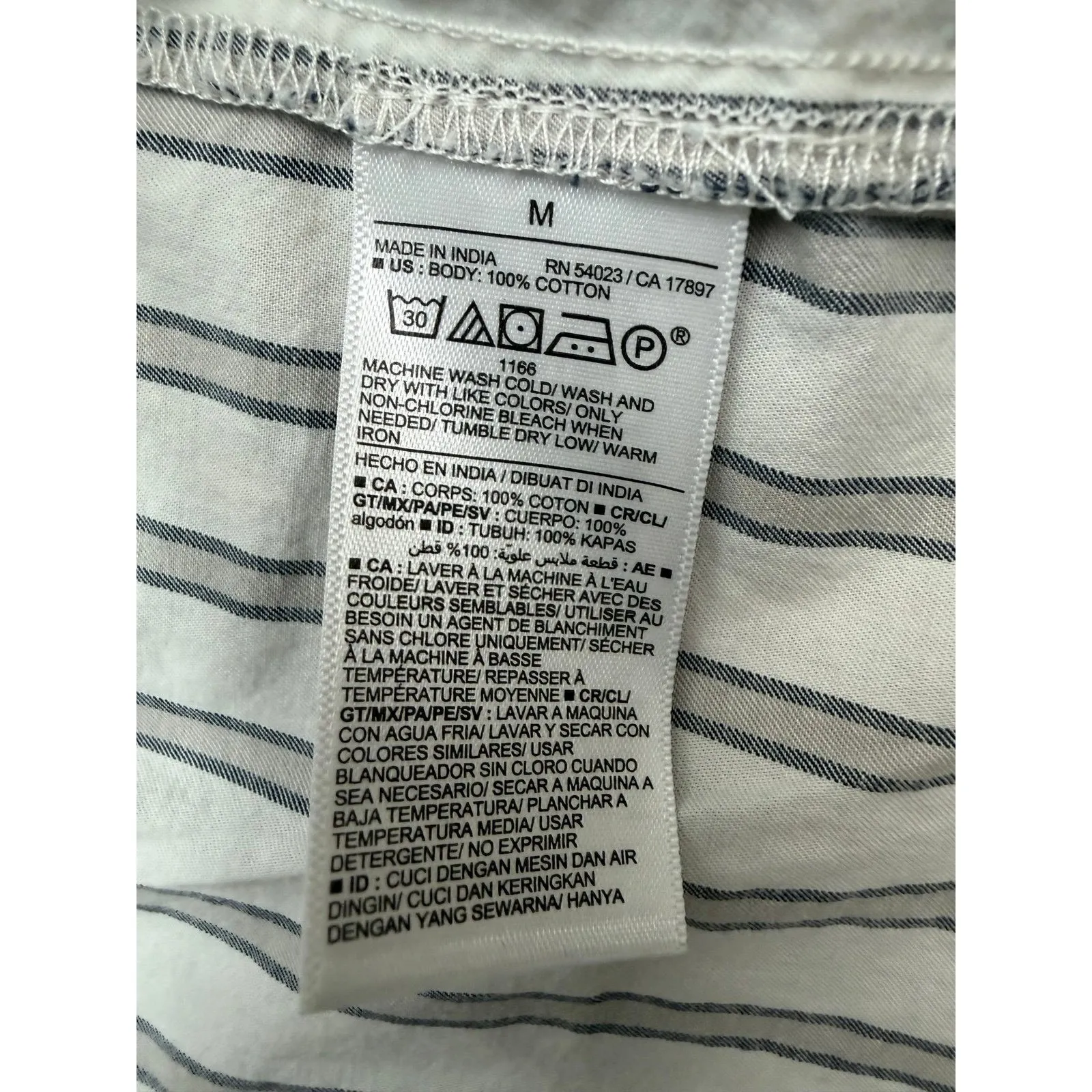 Old Navy Striped Popover Blouse 100% Cotton Long Sleeve Shirt Women M - Image 4