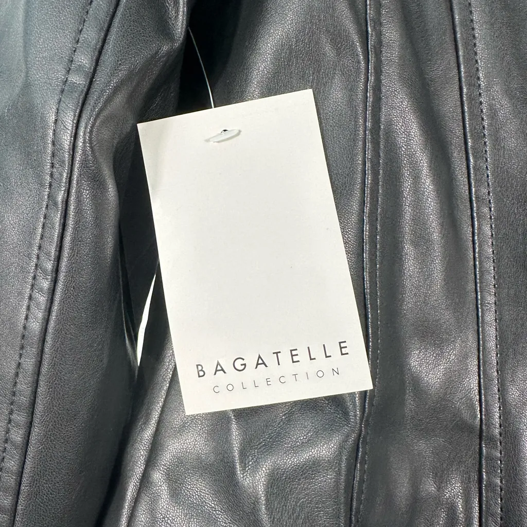 Bagatelle Women’s Gold Digger Jewel Embellished Faux Leather Jacket Size XS Bla… - Image 11