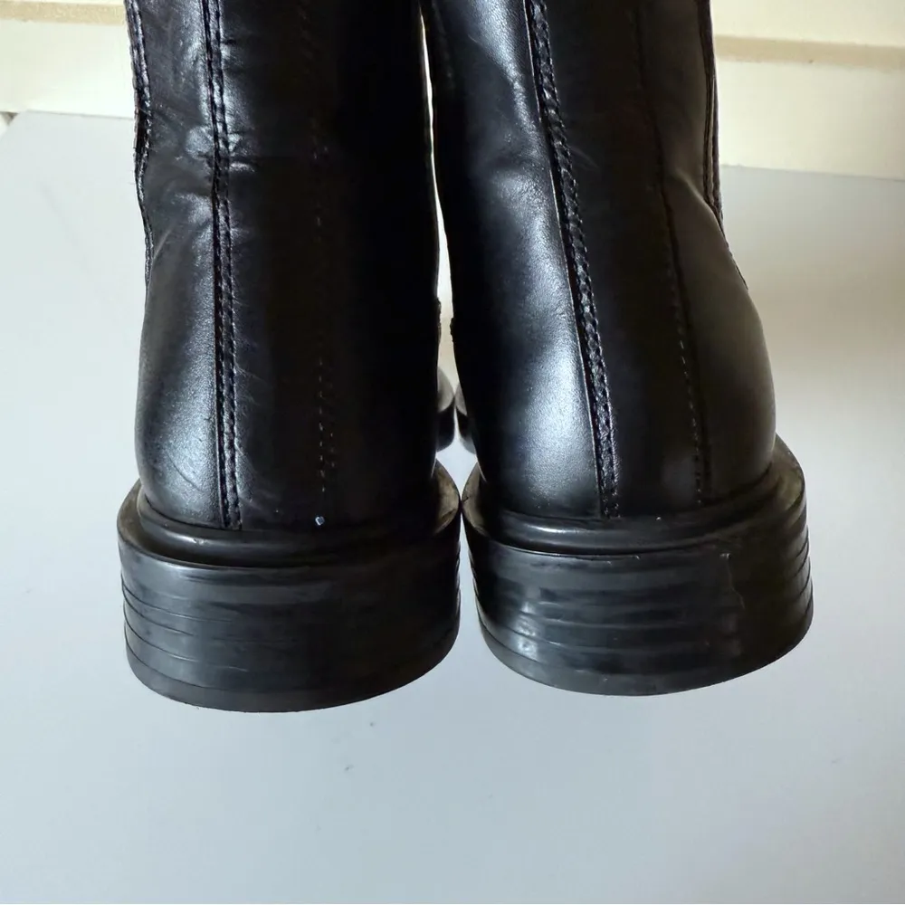 Zara Chelsea Boots Black Leather Pull On Flat Size 6 - Image 5