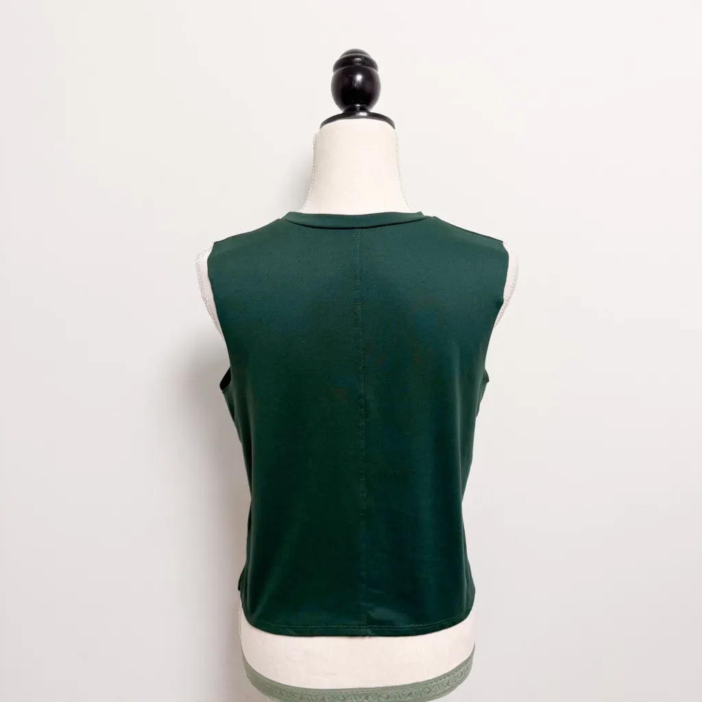 Lovers Of Hyoumanity Green Ivory Hustle Print Workout Boxy Muscle Tank Top Small - Image 3