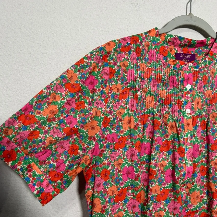 J. Crew Short-sleeve Mini Shirtdress Liberty Meadow Song Print Sz Md Maximalist - Image 5